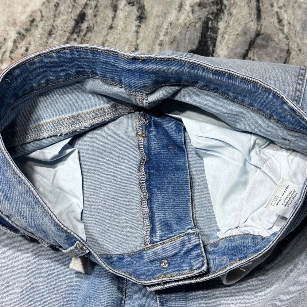Sidefeel Jeans Womens‎ 8 Denim Light Wash Wide Leg Drawstring Boho Western Blue